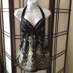 Forever 21 black gold halter swing top